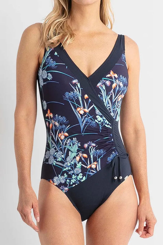 Jantzen : Maja Gathered Surplice One Piece - Navy