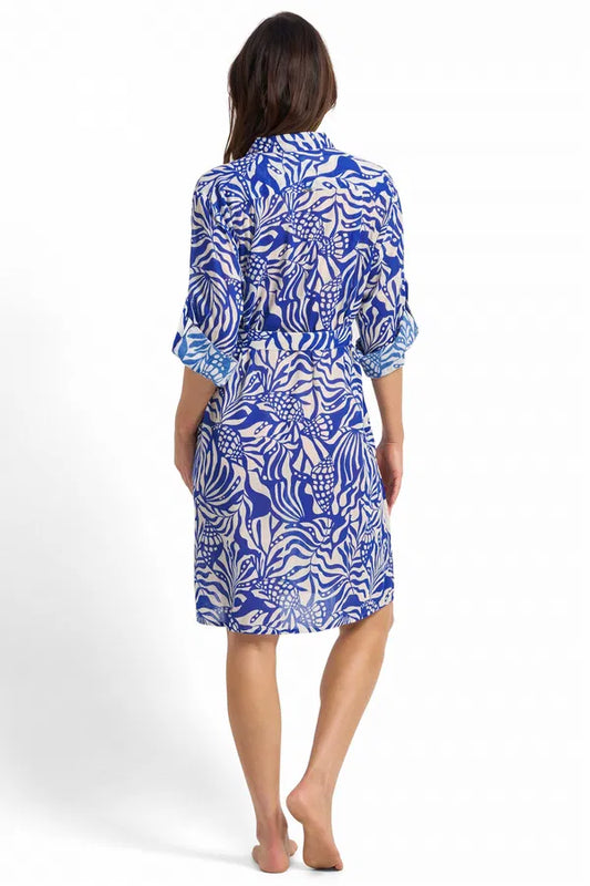 Jantzen: Seashells Straight Hem Button Dress