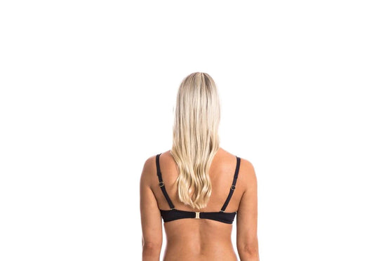 Togs: Solid Black Crossover Bikini Top