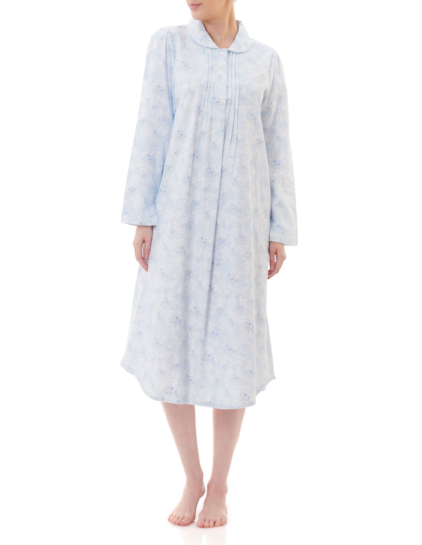 Givoni: Mid Length Nightie Long Sleeves with Buttons Collar 'Jewel'
