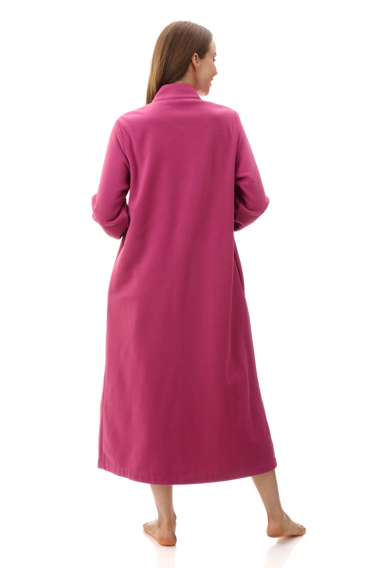 Givoni: High Pile Mid Length Gown with Button Front.