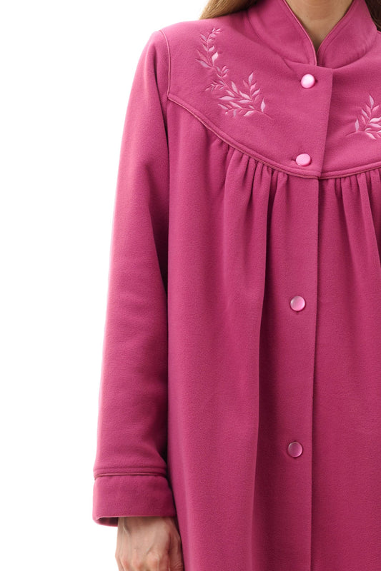 Givoni: High Pile Mid Length Gown with Button Front.