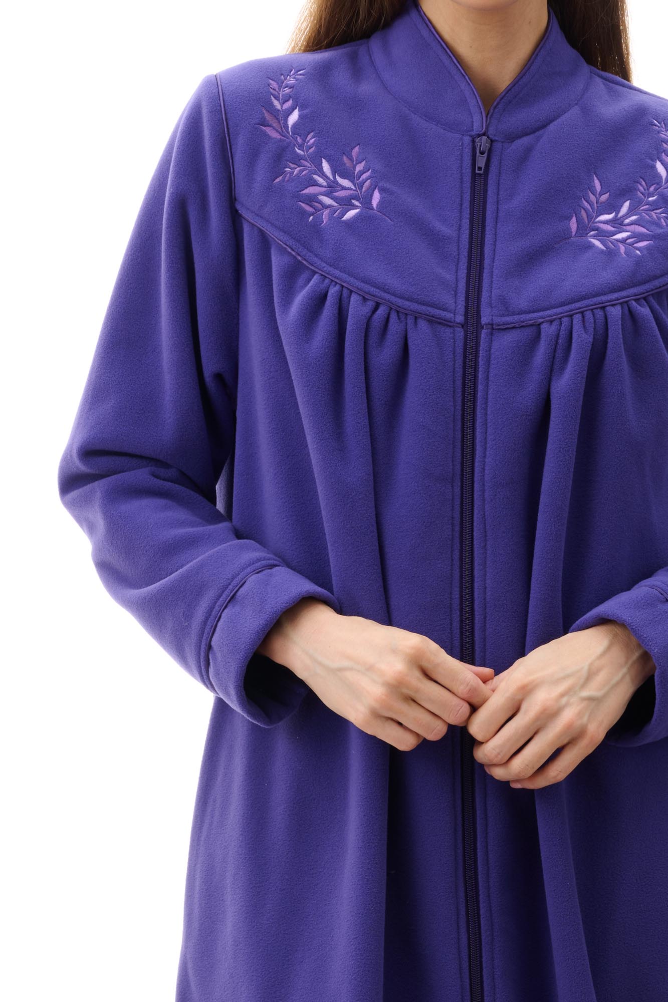 Givoni: High Pile Long Zip Front Gown