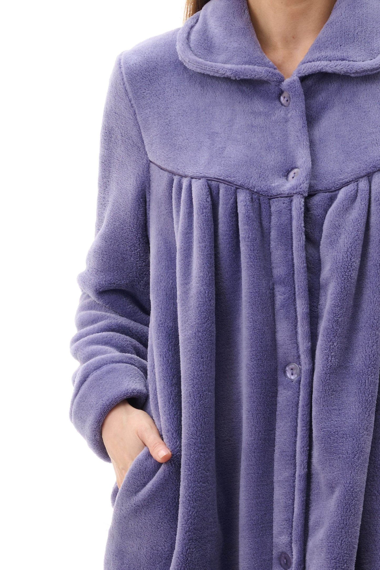 Givoni: LUX Polar Mid Length Gown, Collar & Button Front, Waist Tie.