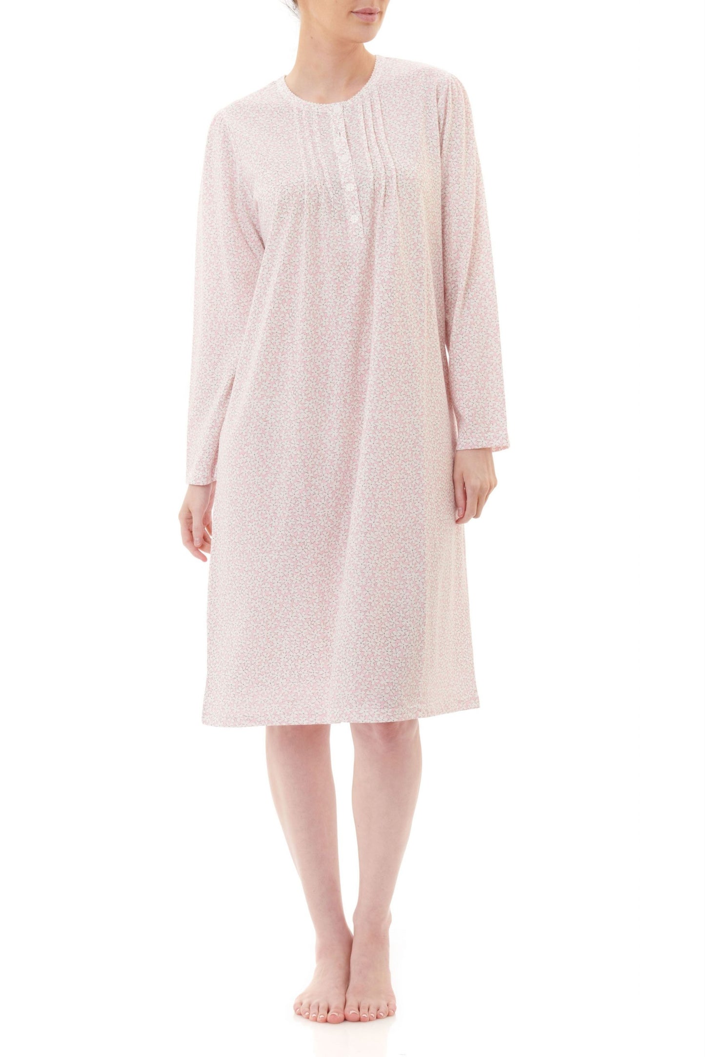 Givoni: Short Nightie Long Sleeves. Pin Tucks from Neckline 'Betty'