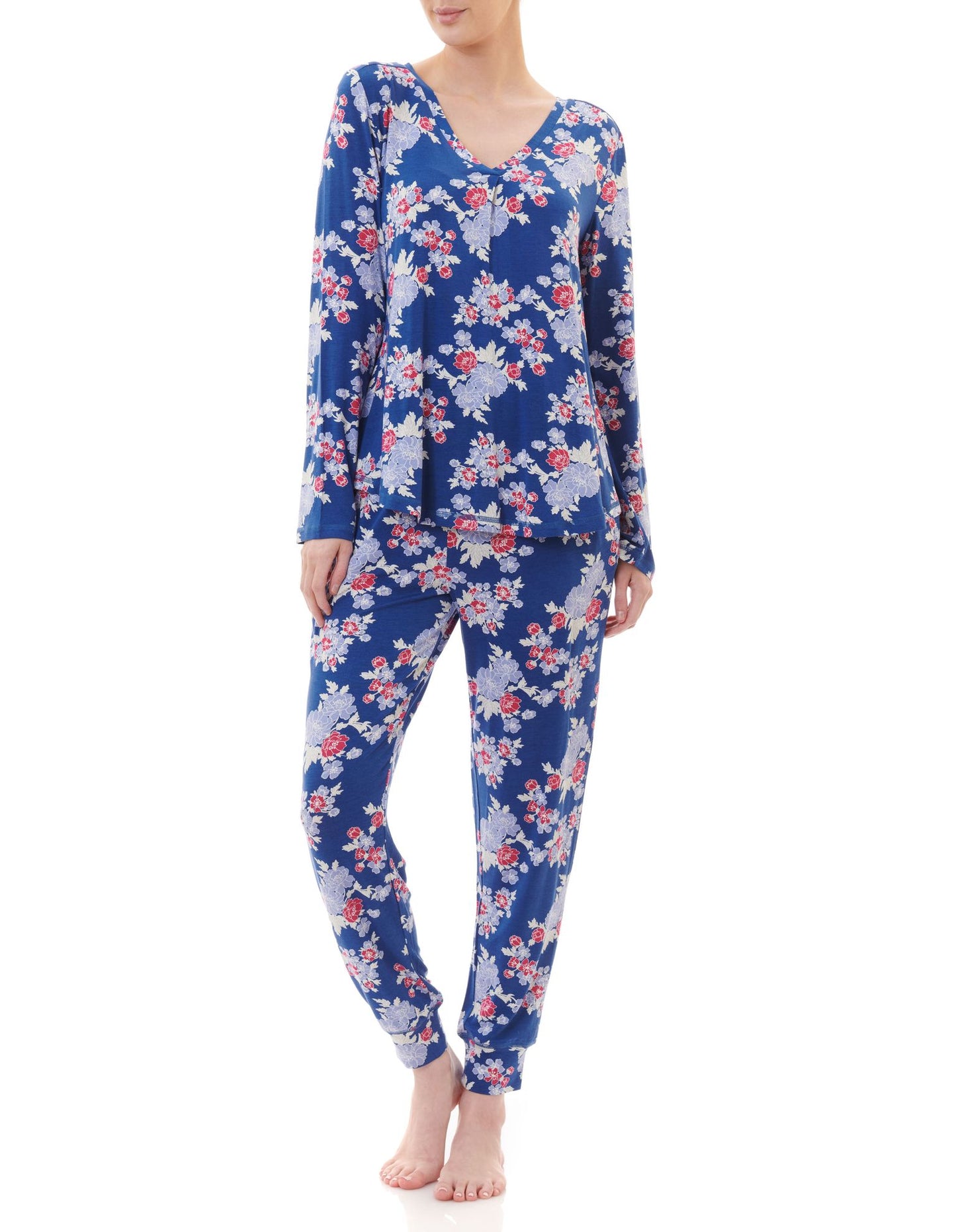 Givoni: Long Ski Pyjama. Self V Crossover Neck Band.. 'Gardenia'