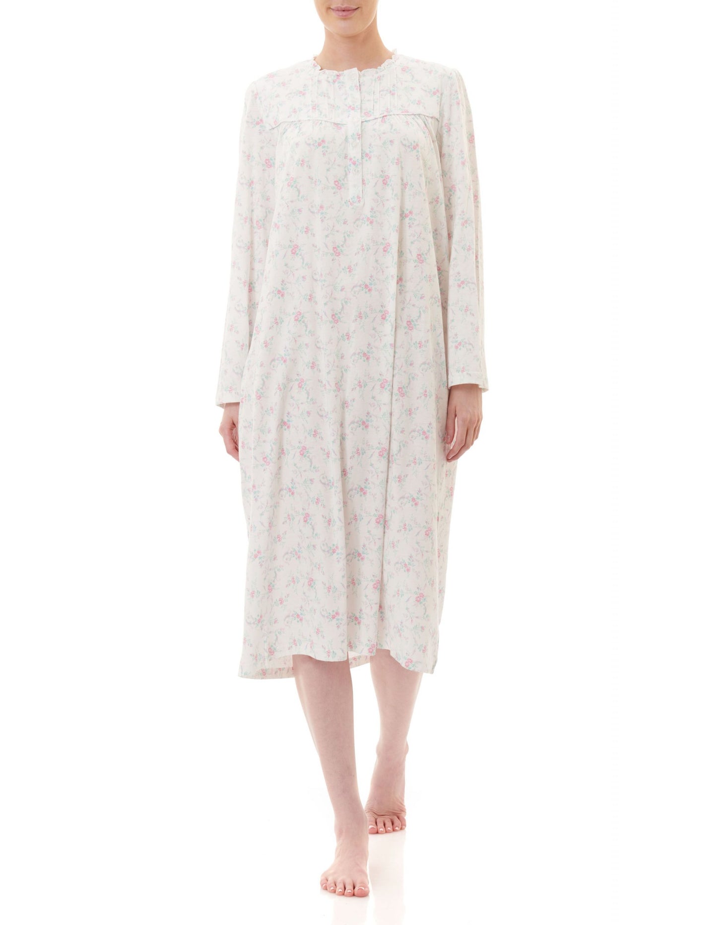 Givoni: Mid Length Nightie. Self Frill on Neckline 'Nadine'