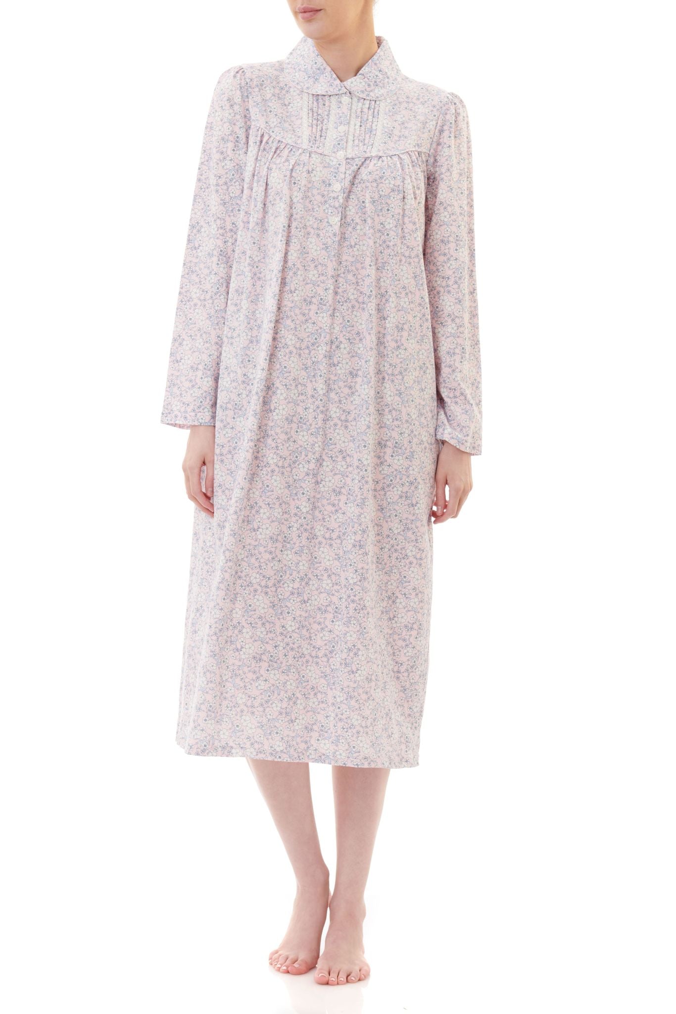 Givoni: Mid Length Nightie. Lace Trimmed Yoke. 'Quila'