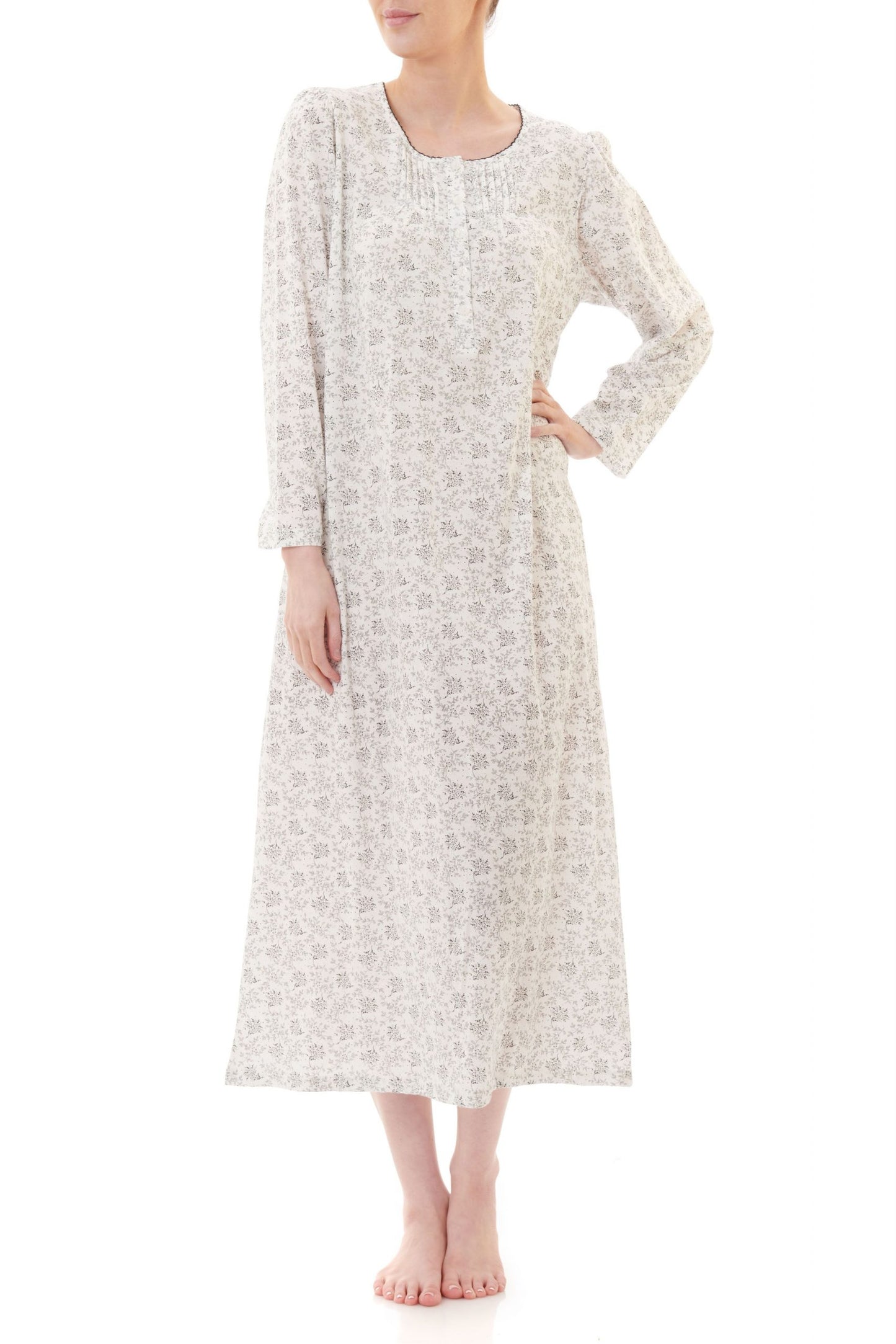 Givoni: Long Nightie. Neckline with Self Binding & Picoette. 'Sierra'