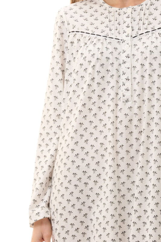 Givoni: Dani Mid Nightie with Ribbon & Lace on Yoke