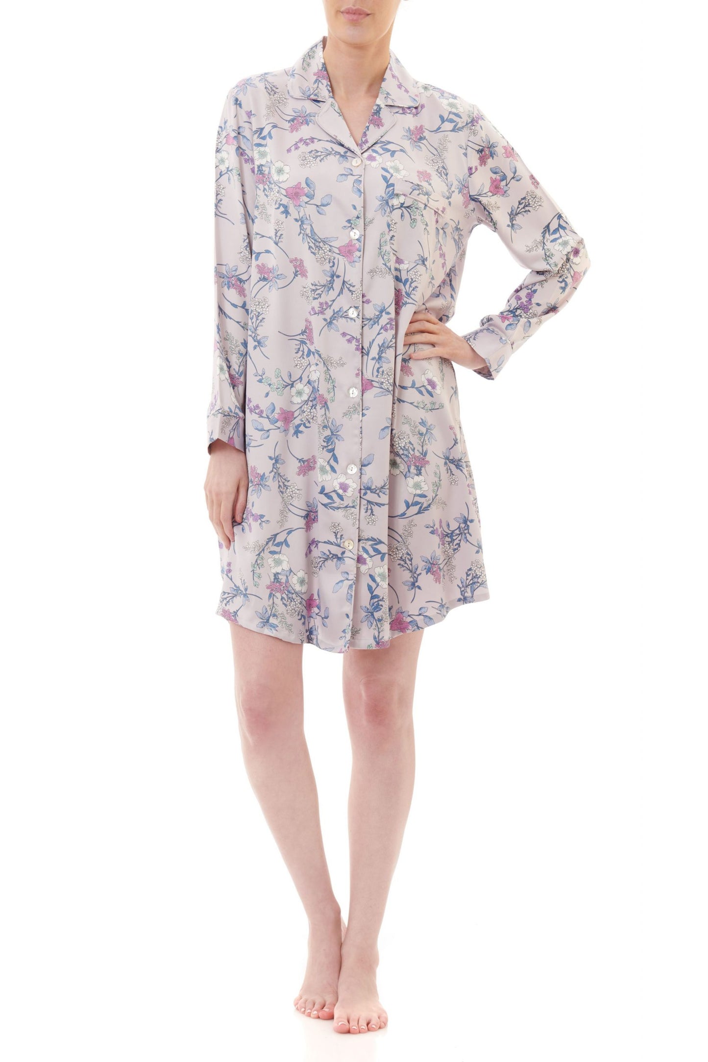 Givoni: Short Sleepshirt. Full Front Button Opening. 'Monica'