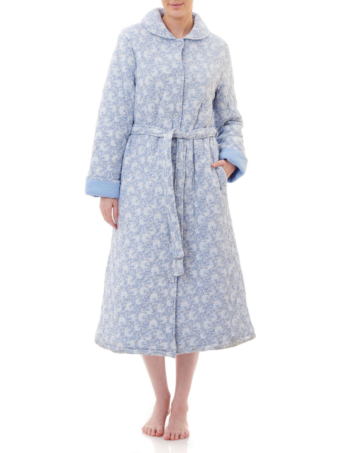Givoni: Mid Length Button Gown with Quilted Print. 'Lillian'