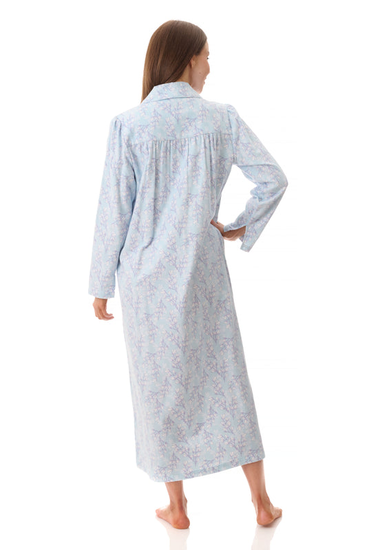 GIVONI: FL Frida Print Long Length Collared Nightie