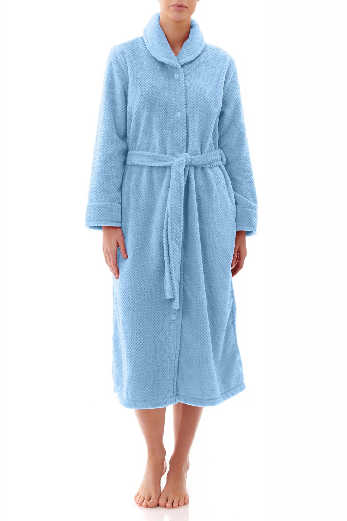 Givoni: Mid Length Gown Button Front Luxury Polar 'Dimple'