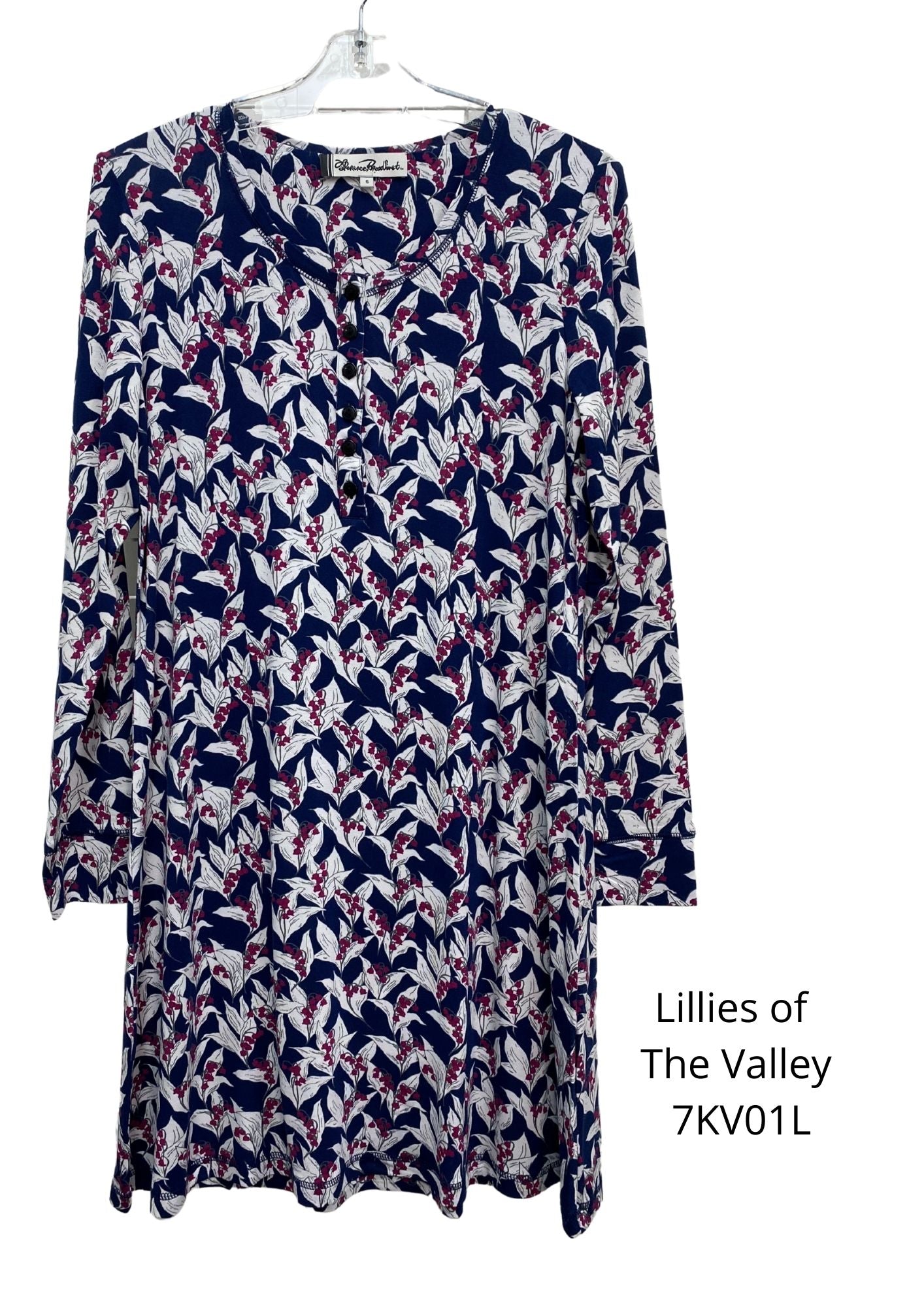 Givoni: Short Sleepshirt. KV Slinky Knit. 'Lillies of the Valley'