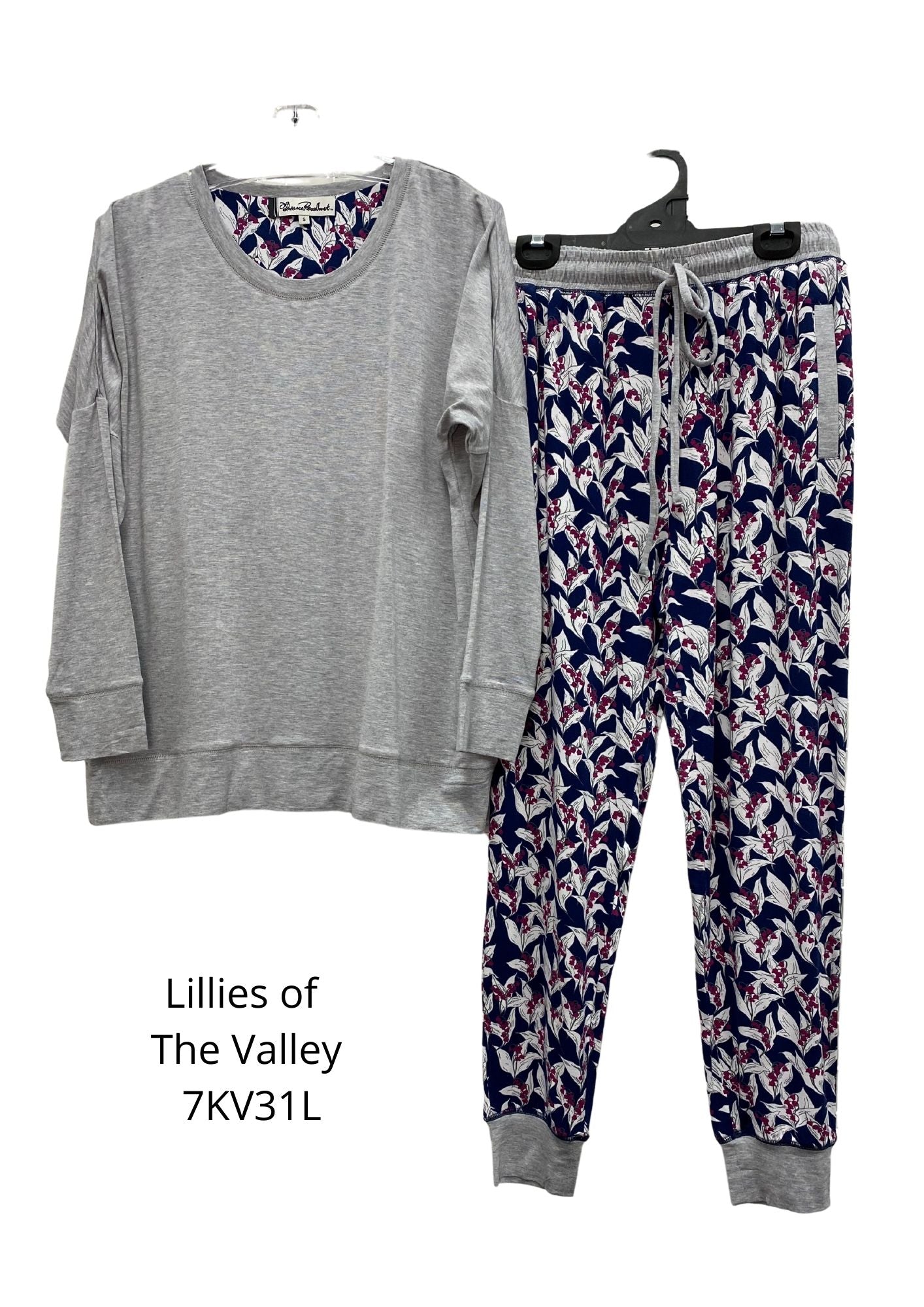 Givoni: Long Ski Pyjama, Long Sleeve. Slinky Knit. 'Lillies of the Valley'
