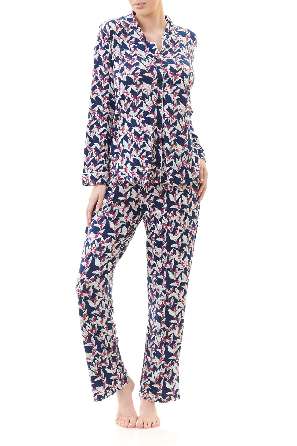 Givoni: Long Pyjama, Long Sleeve. Slinky Knit. 'Lillies of the Valley'