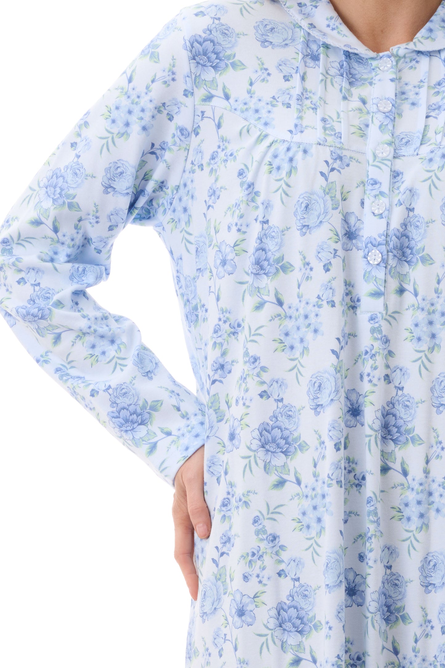 GIVONI: LK Mira Print Long Length Collared Nightie