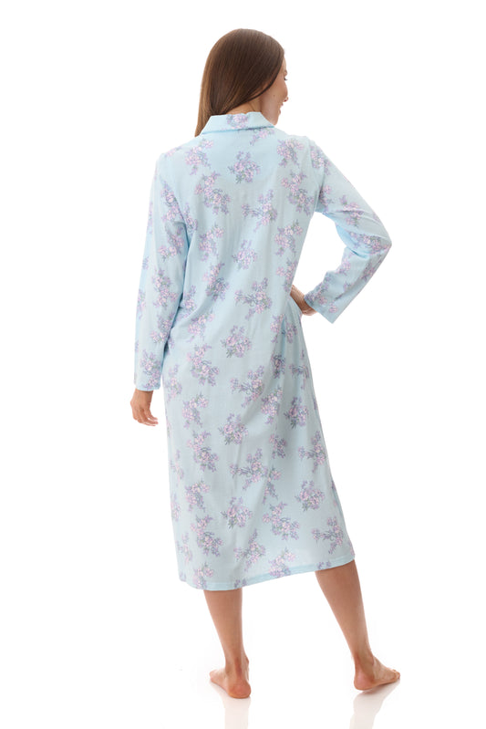 GIVONI: LP Leah Print Mid Length Collared Nightie