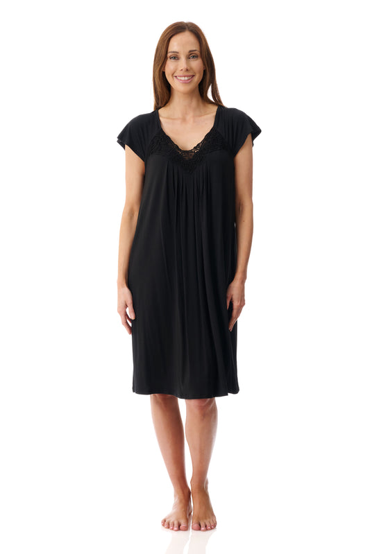 GIVONI - Classic Black Shortsleeve Nightie