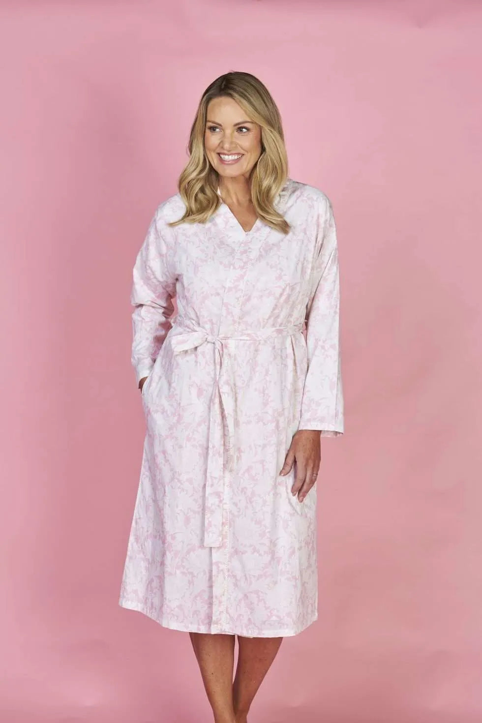 FRENCH COUNTRY: Pink French Toile Wrap Around Robe