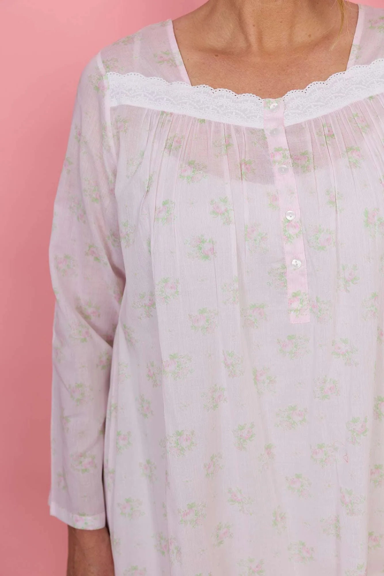 FRENCH COUNTRY: Calico Roses Long Sleeve Nightie