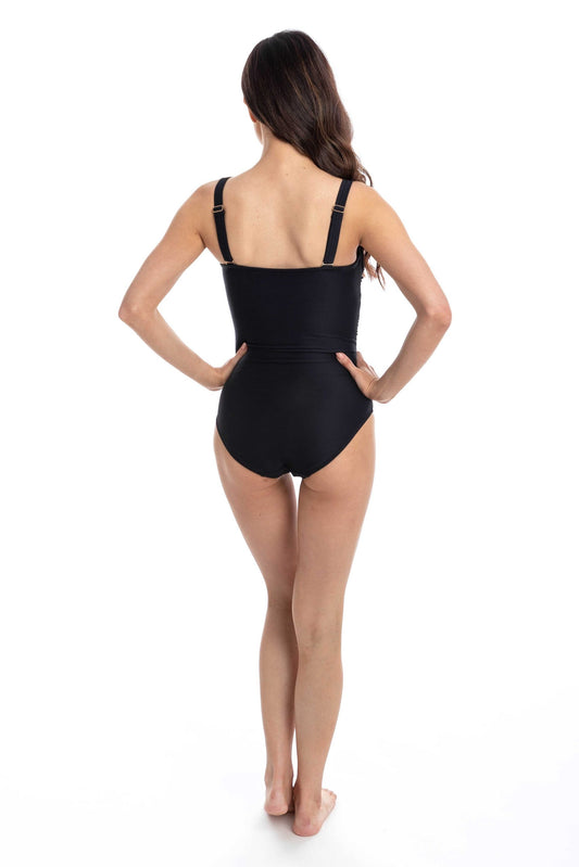 Togs: Textured Black Ombre Bandeau One Piece