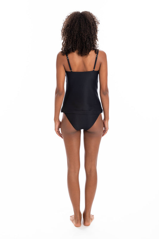 Togs: Textured Black Tankini Pleated Set