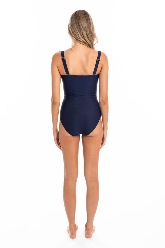 Togs: Textured Navy Ombre Bandeau One Piece