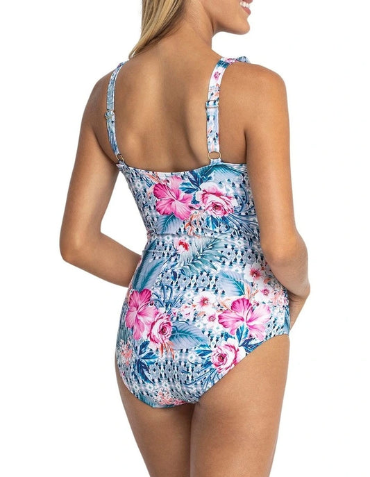 Jantzen: Moroccan Flowers Mesh Frill One Piece Bather