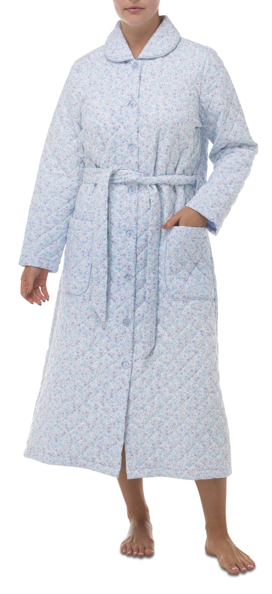 Schrank: Quilted Long Length Dressing Gown Cotton