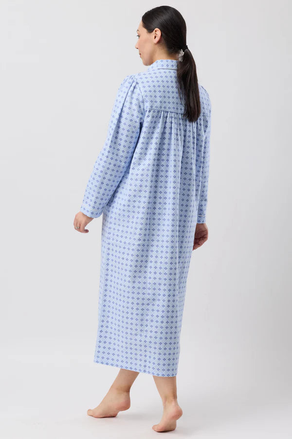 SCHRANK: Fleur De Lys Flannelette Collared Nightie