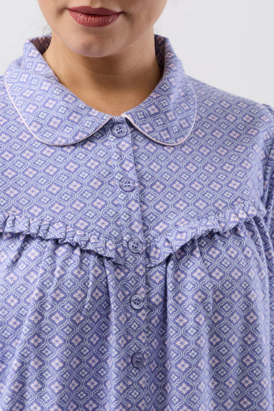 SCHRANK: Fleur De Lys Flannelette Collared Nightie