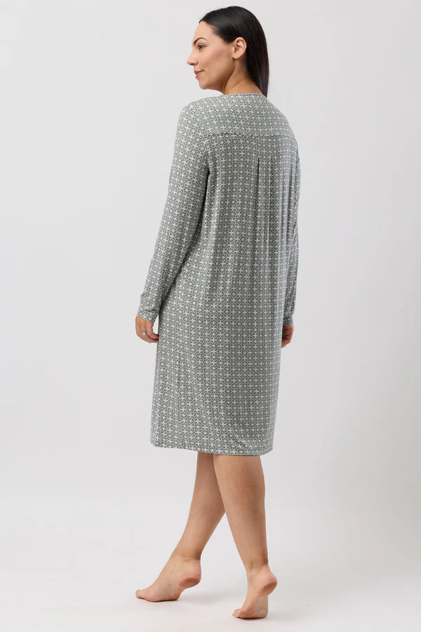 YUU: Geo Grosgrain Long Sleeve Nightie