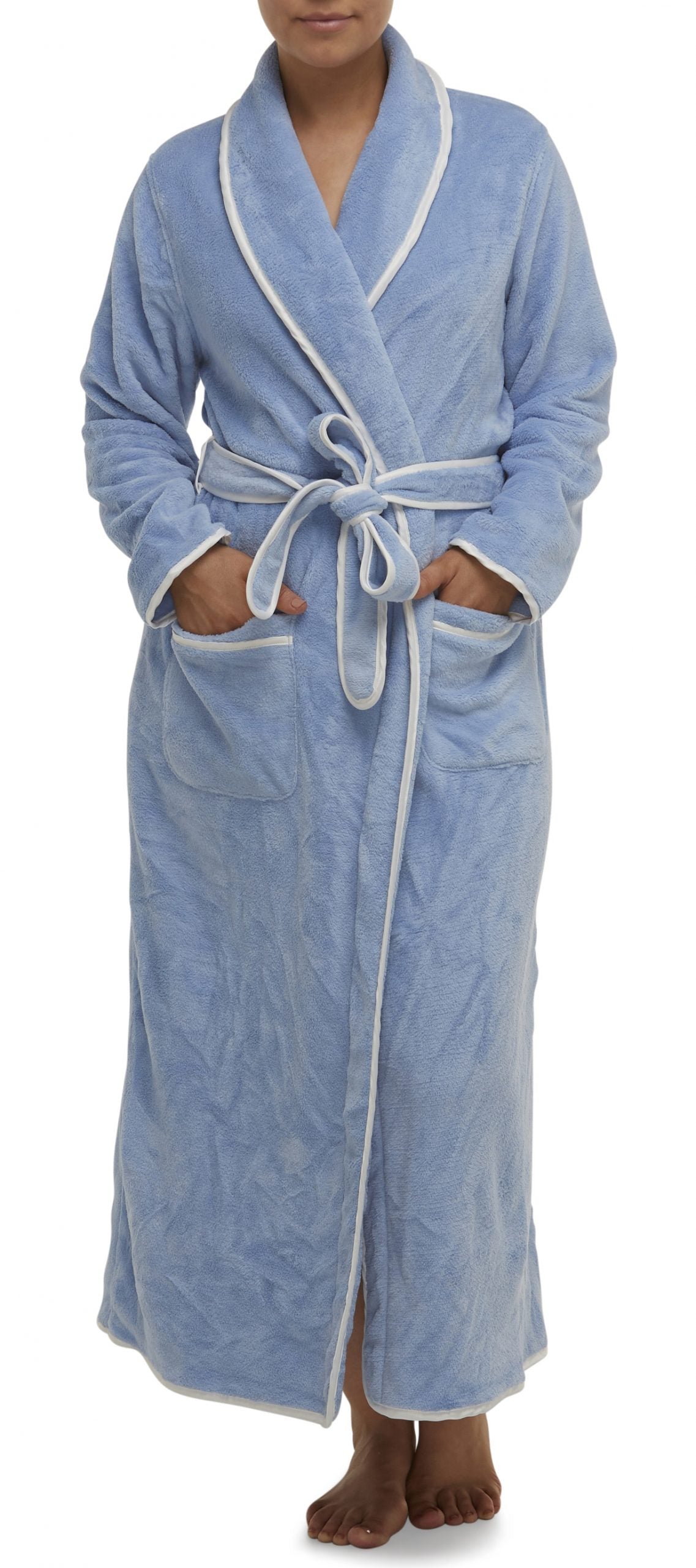 Yuu: Satin Trim Wrap Robe with Pockets