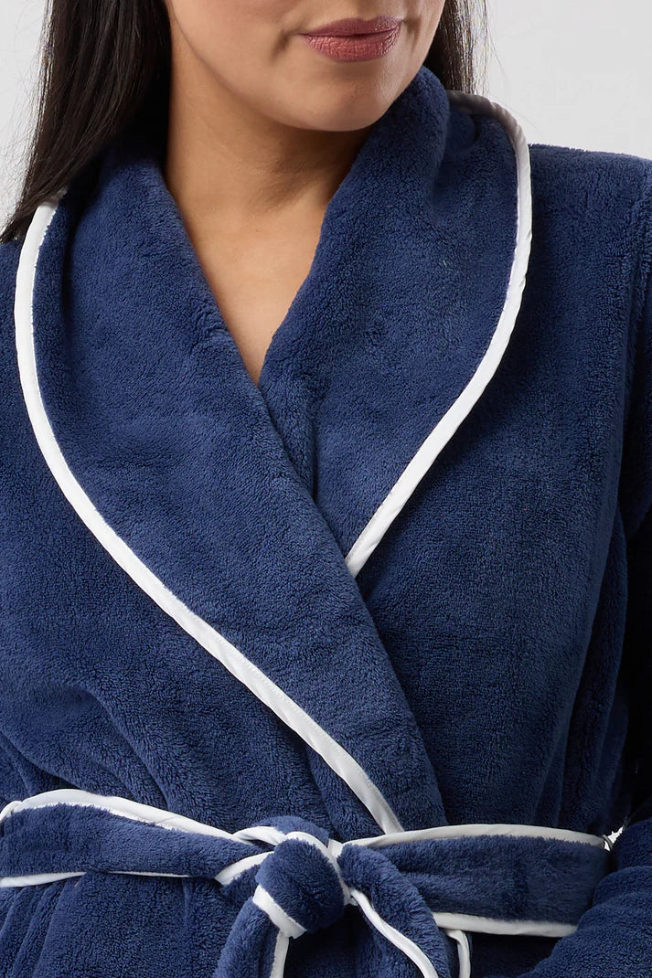 Yuu: Long Length Luxurious Dressing Gown Satin Piping