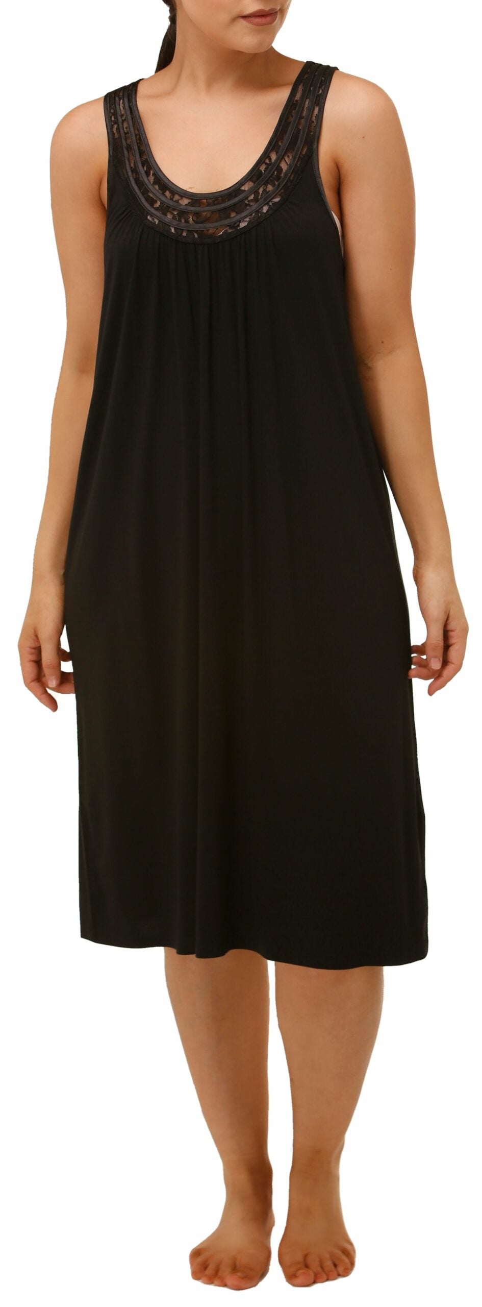 Yuu: Sleeveless Mid Length Nightie Sleep Dress NAVY