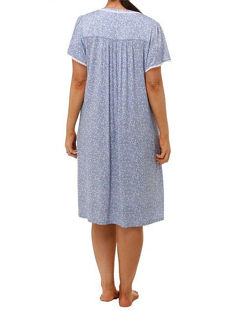 Yuu: 'Ditsy' Mid Length Nightie with Short Sleeves
