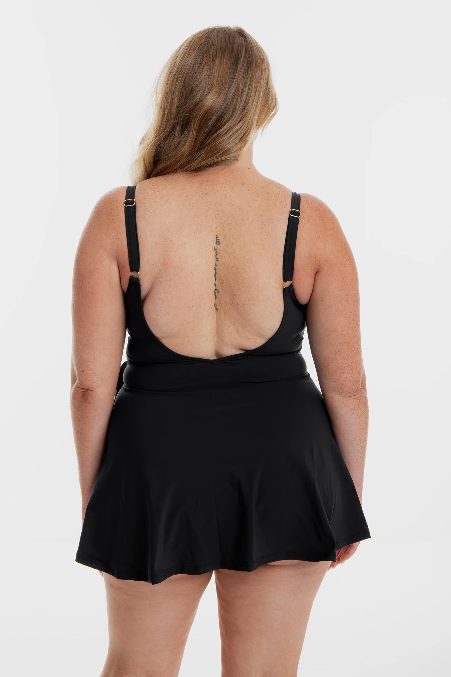 TOGS Black Microfibre Swimdress Cross Over 1PC