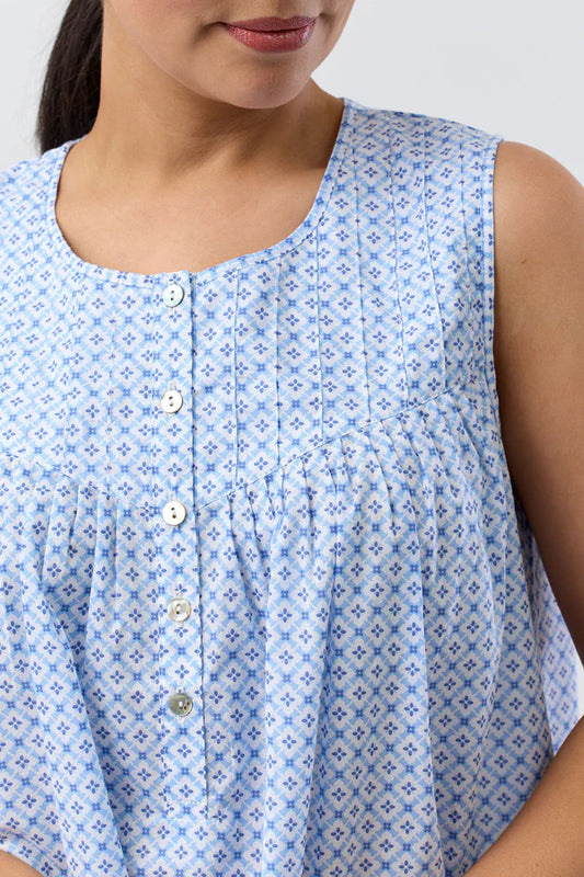 SCHRANK Geo Blue Sleeveless Nightie