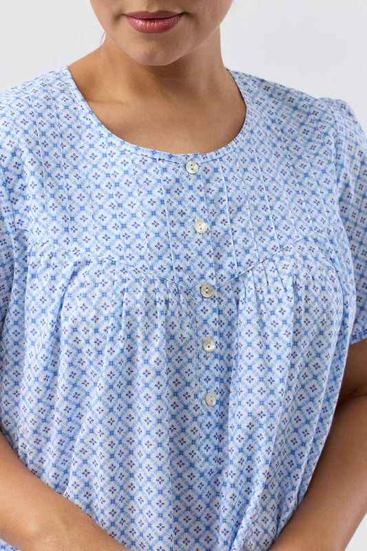 SCHRANK Geo Blue Short Sleeve Nightie