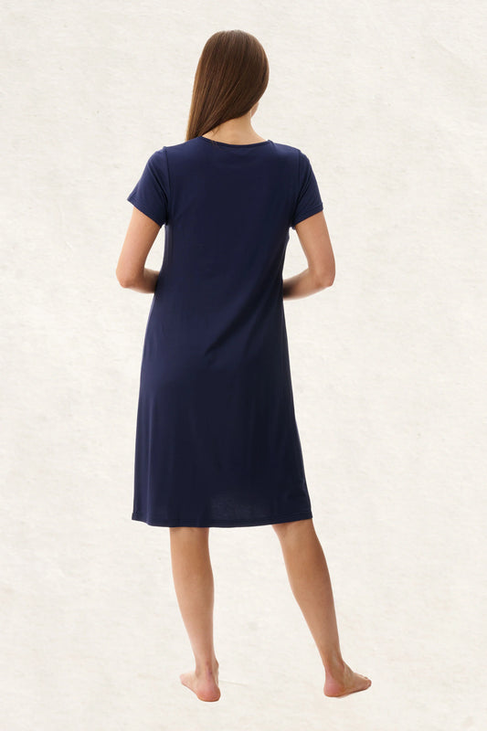GIVONI Navy Short Sleeve Short Nightie