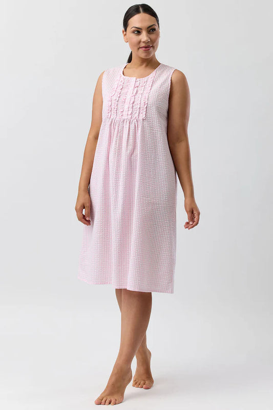 SCHRANK Seersucker Check Sleeveless Nightie