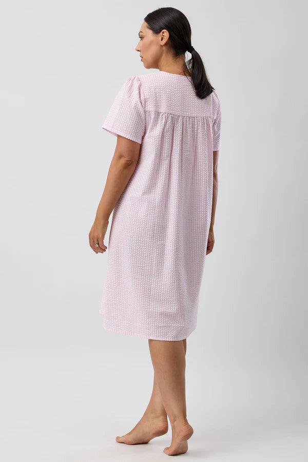 SCHRANK Seersucker Check Short Sleeve Nightie