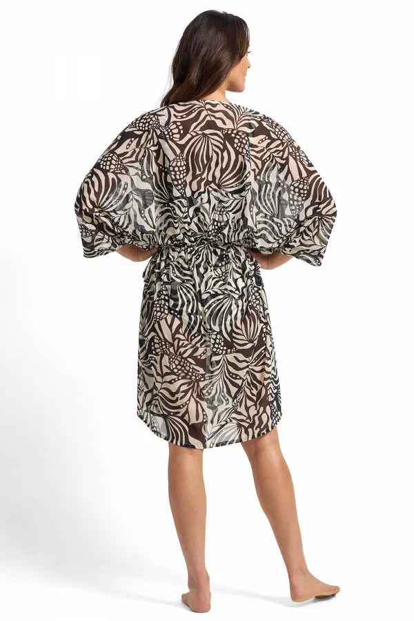 Jantzen: Seashells Gathered Midi Mesh Dress