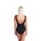 Togs: Solid Black V Neck Frill Underwire One Piece Bather