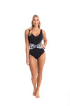Togs: Ink V Neck Plunge with Contrast Band One Piece