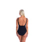 Togs: Solid Black French Square Neck One Piece Bather