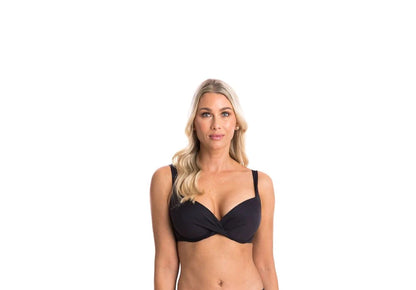 Togs: Solid Black Crossover Bikini Top