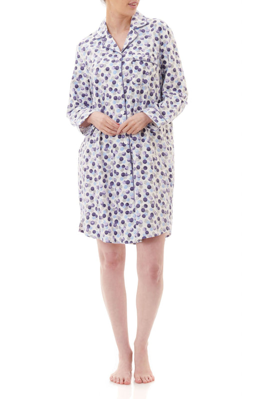Givoni: Short Sleepshirt with Long Sleeves Flanelette 100% Cotton